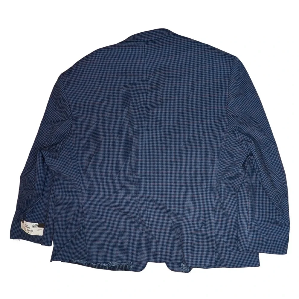 Shaquille O'Neal Blazer Mens 56S Blue Plaid XLG Big & Tall Stretch‎ Two-Button
